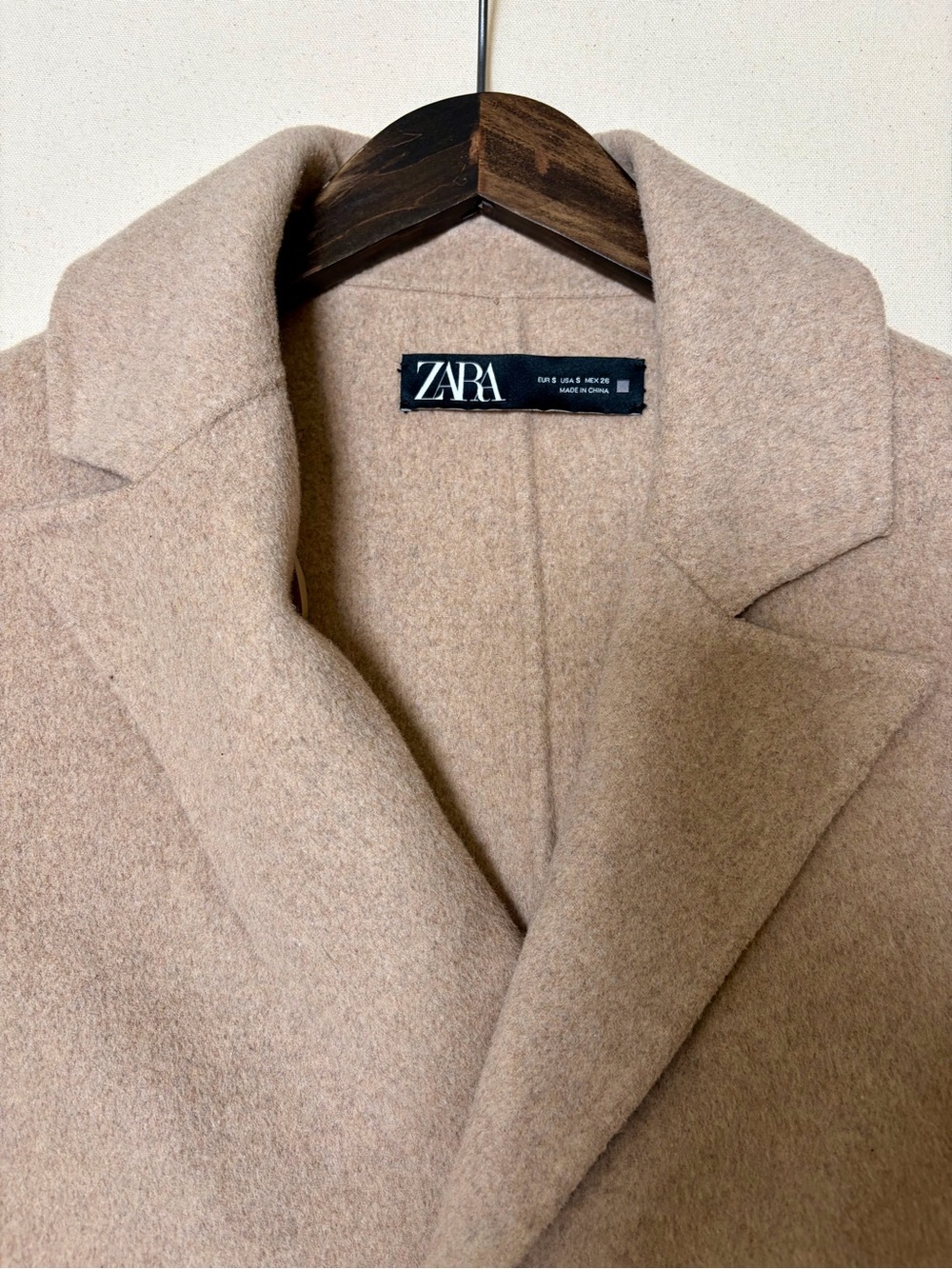 ZARA Women’s Camel Wool-Blend Overcoat
